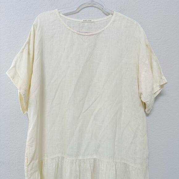 Black Crane Easy Dress Linen Crewneck Maxi Vanilla Size XS - Picture 4 of 7